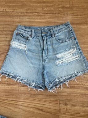 American Eagle Outfitters Light Blue Distressed Jean Shorts